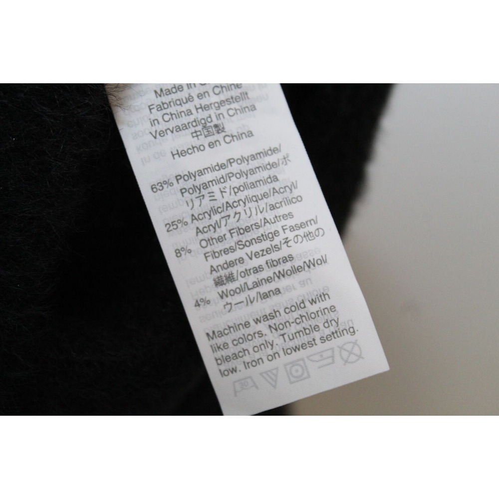 Madewell Eaton Puff Sleeve Pullover Sweater Cozy Fuzzy Stretch Black Medium Chic - Picture 5 of 12